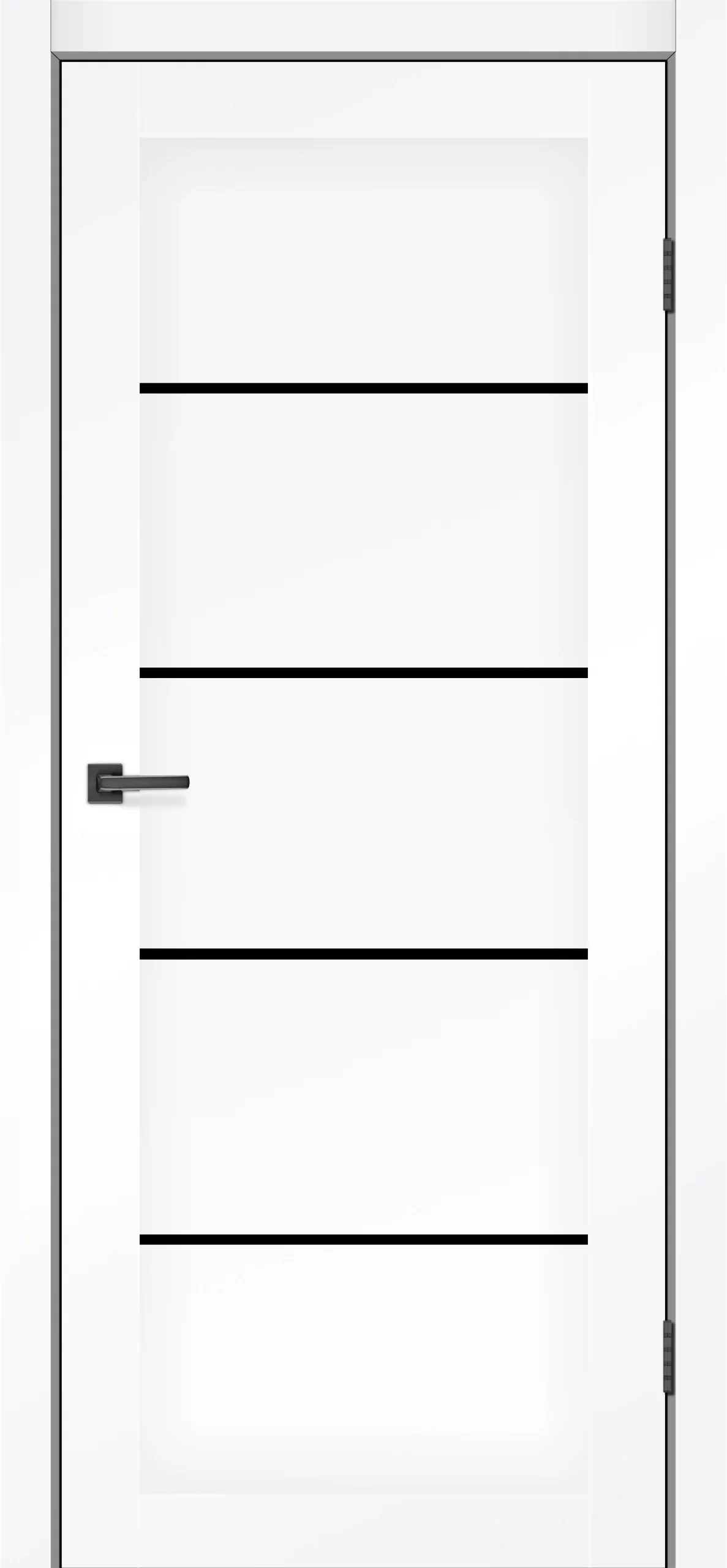 Двері міжкімнатні MONTANA 7 MONTANA білий матовий чорне скло scaled